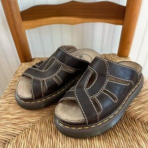 Dr. Martens Vintage 90s Brown Leather Slip-On Platform Sandals